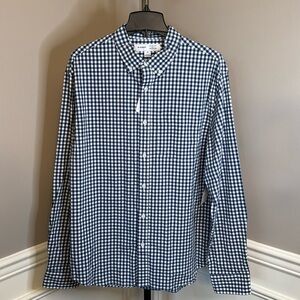 Old Navy button-down gingham navy & white dress shirt size extra large slim fit